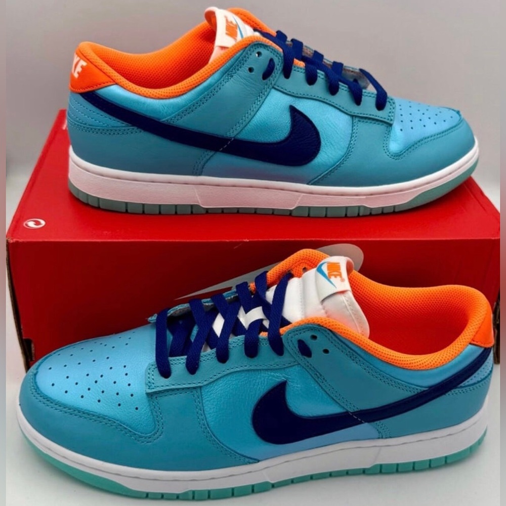Nike Men’s Low-Top Sneakers in Turquoise and Orange - Picture 2 of 6